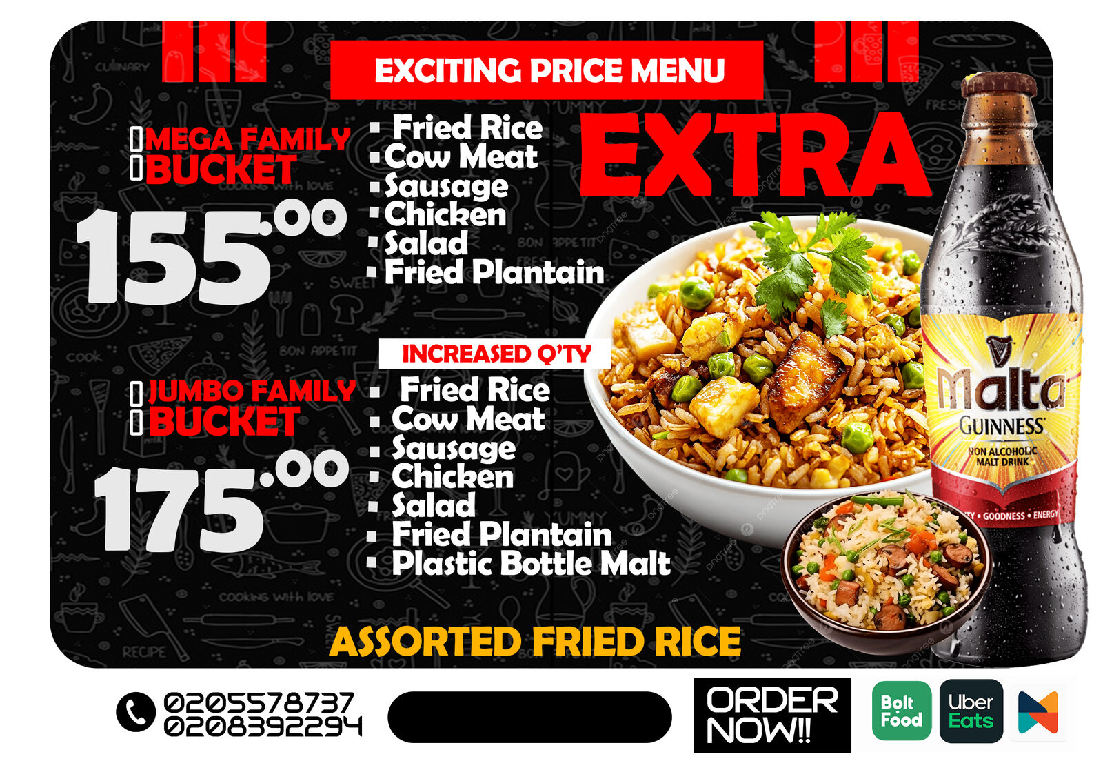 Extras — Assorted Jollof & Fried Rice — Top-Man Restaurant menu flyer