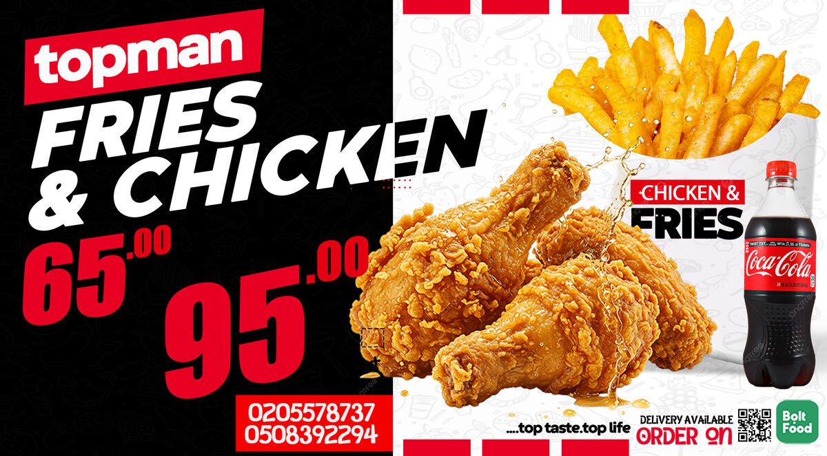 Fries & Chicken — Top-Man Restaurant menu flyer